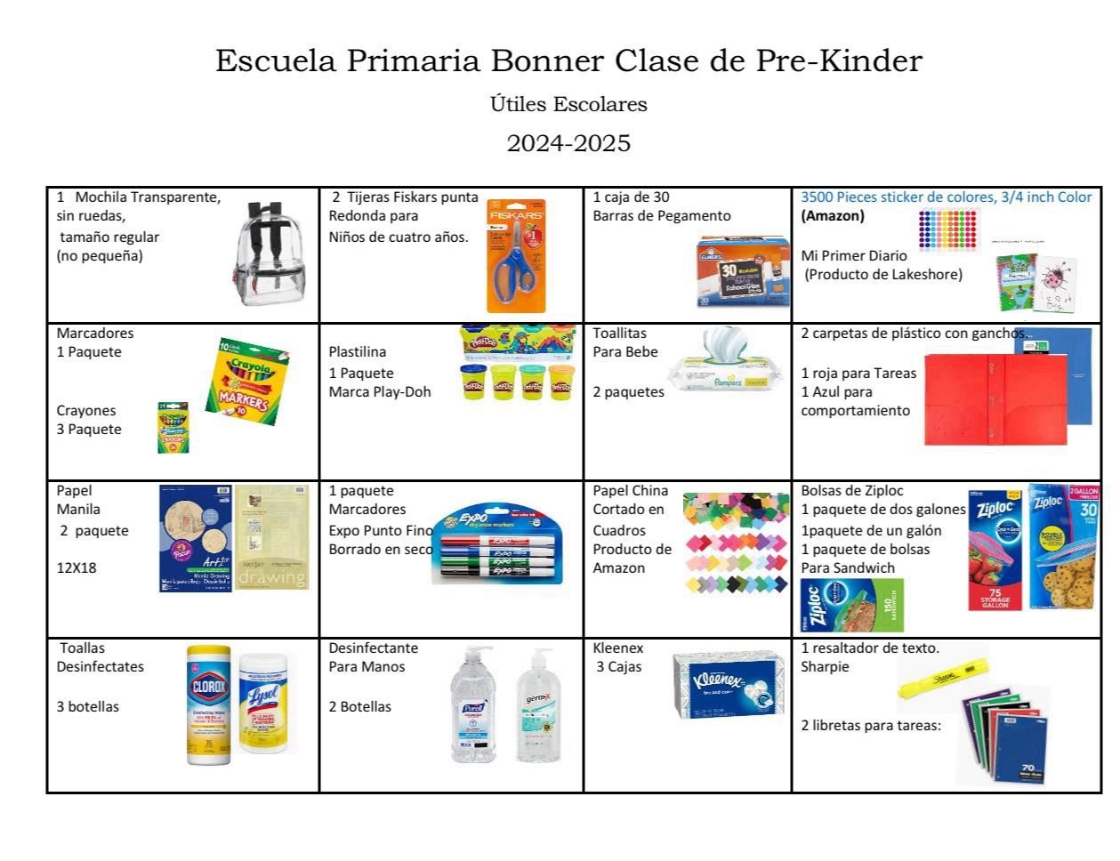 Lista de Útiles Escolares 2024-2025